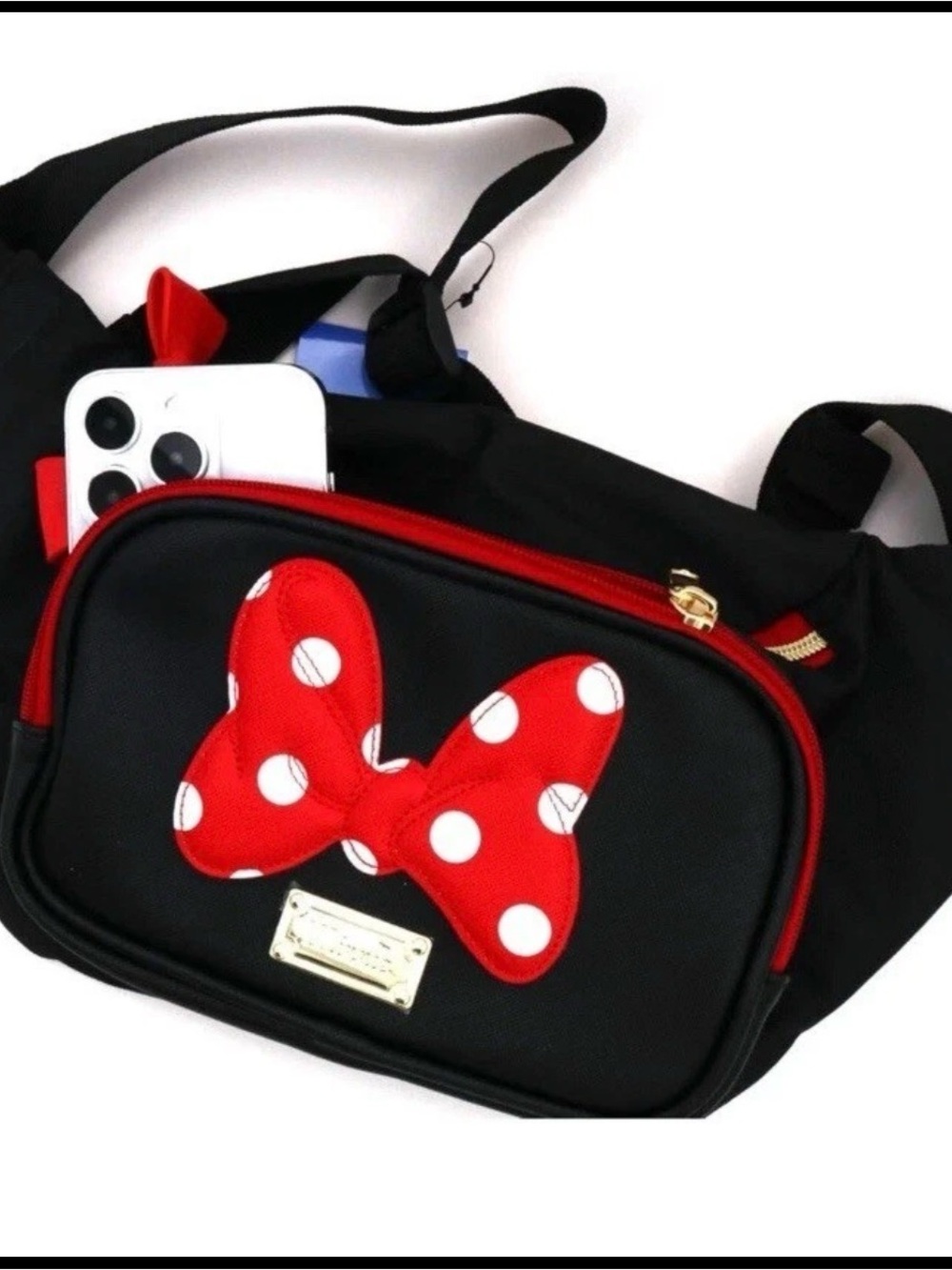 WINGHOUSE Minnie Polka Dots Cute Ribbon Fanny Pack Black